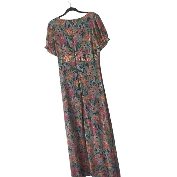 Takara Women's Size 9 Floral‎ Chiffon Babydoll Button Front Sundress Maxi Dress - Picture 5 of 9